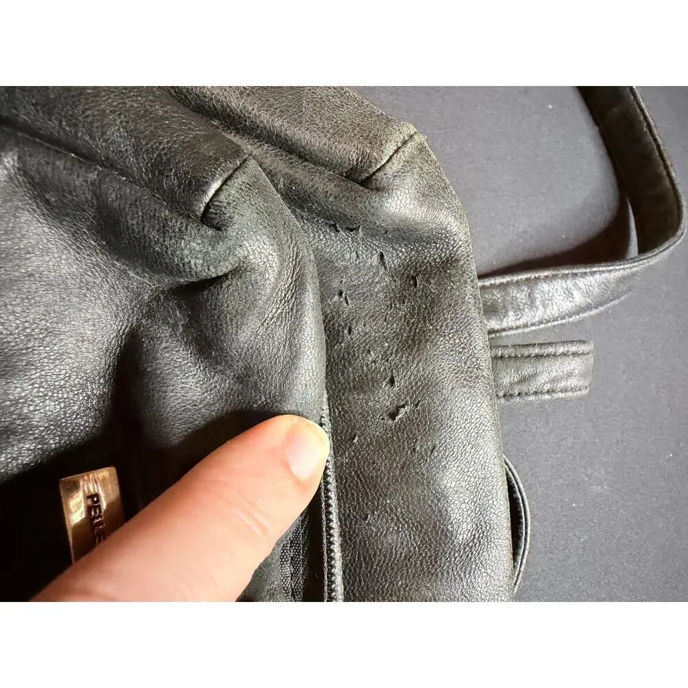 Vintage Wilson’s leather black leather mini backpack bag pockets pelle studio